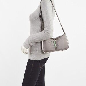 Yves Saint Laurent Grey Nylon/Leather Le 5 A 7 Shoulder Bag